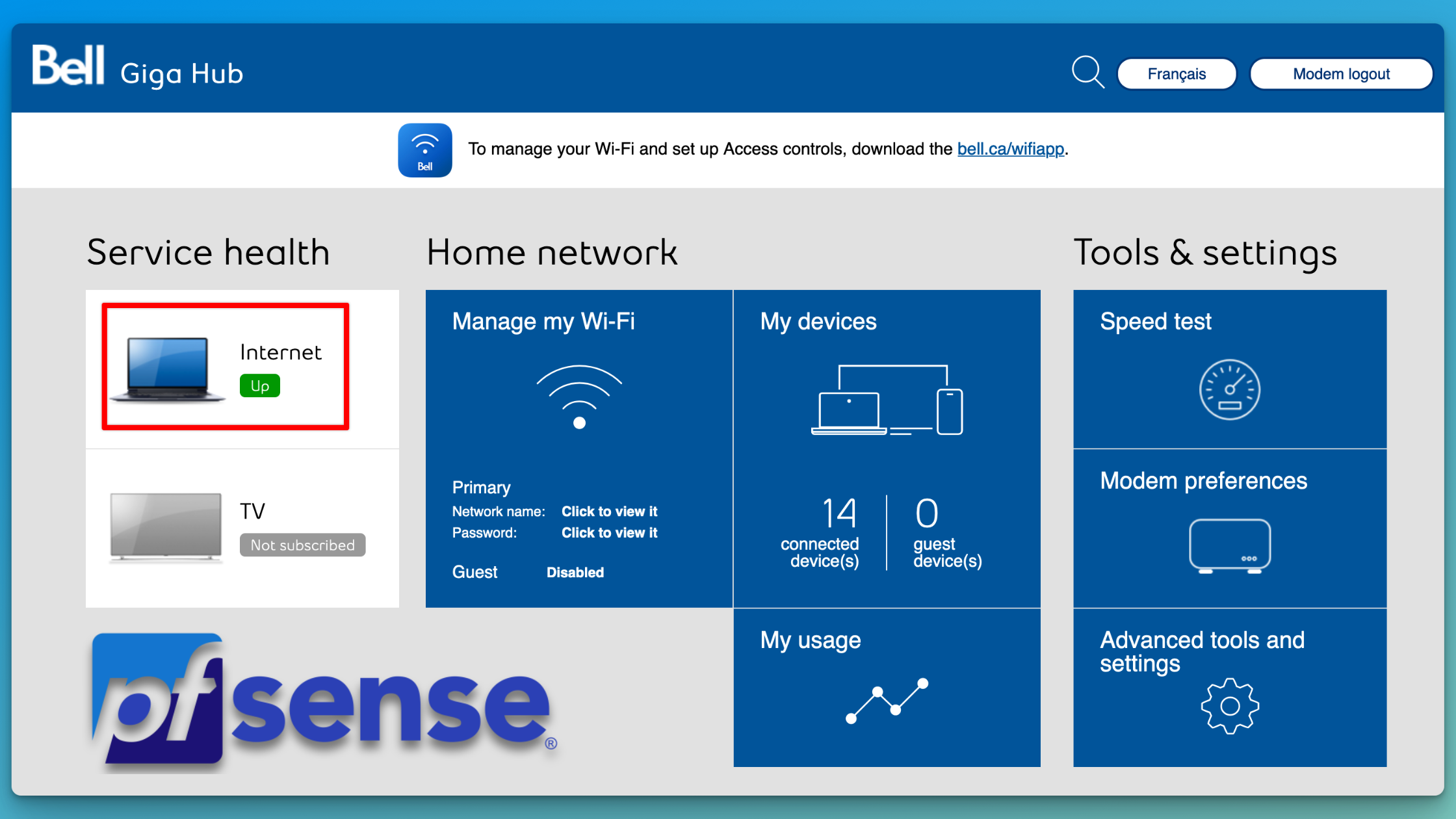 Bell HomeHub 4000 (Giga Hub) PPPoE with pfSense